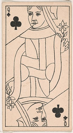 Queen of Clubs, from the Transparent Playing Cards series (N220) issued by Kinney Bros.