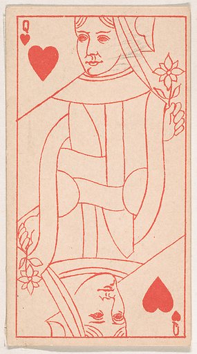 Queen of Hearts, from the Transparent Playing Cards series (N220) issued by Kinney Bros.