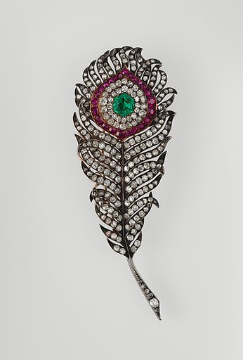 Peacock feather brooch