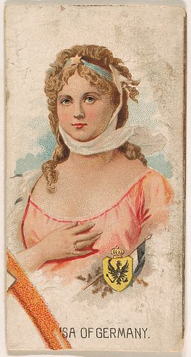 Example of display card, Louisa of Germany, from Leaders series (N222) issued by Kinney Bros.