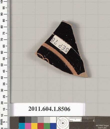Terracotta fragment of a stemless kylix (drinking cup)
