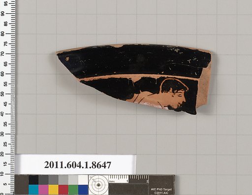 Terracotta rim fragment of a stemless? kylix (drinking cup)
