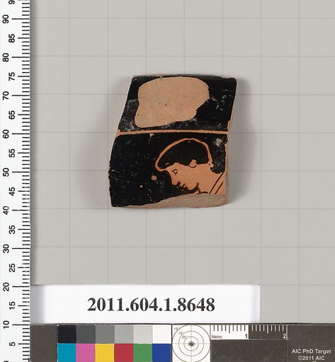 Terracotta rim fragment of a stemless? kylix (drinking cup)