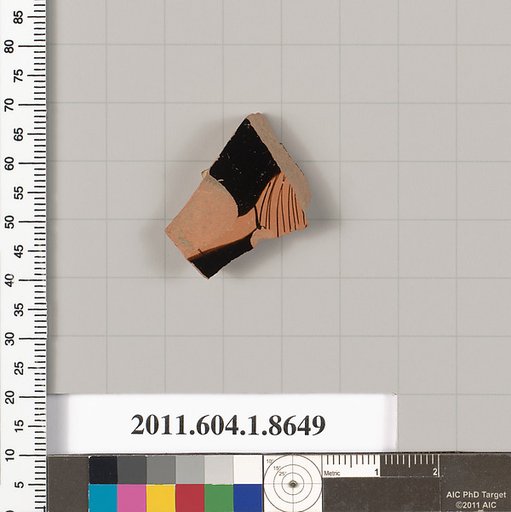 Terracotta rim fragment of a stemless? kylix (drinking cup)