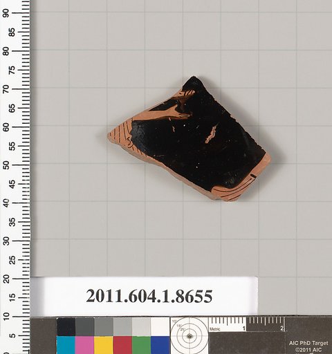 Terracotta rim fragment of a stemless? kylix (drinking cup)