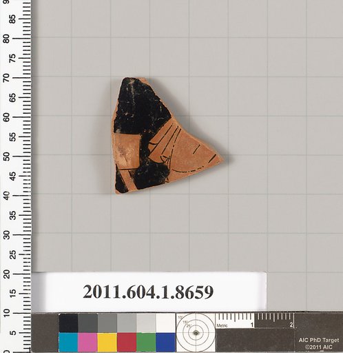Terracotta rim fragment of a stemless? kylix (drinking cup)