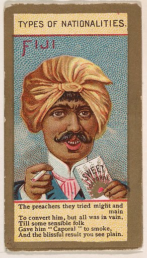 Fiji, from Types of Nationalities (N240) issued by Kinney Bros.