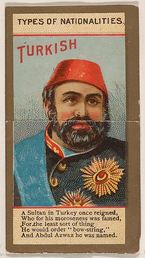 Turkish, from Types of Nationalities (N240) issued by Kinney Bros.