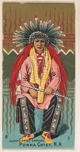 Ponka Chief, North America, from the Military Series (N224) issued by Kinney Tobacco Company to promote Sweet Caporal Cigarettes