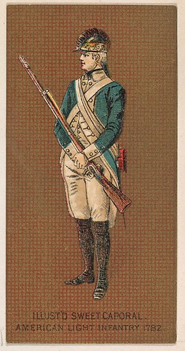 American Light Infantry, 1782, from the Military Series (N224) issued by Kinney Tobacco Company to promote Sweet Caporal Cigarettes