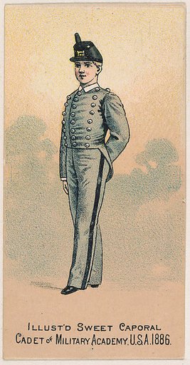 Cadet of Military Academy, United States Army, 1886, from the Military Series (N224) issued by Kinney Tobacco Company to promote Sweet Caporal Cigarettes