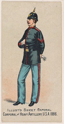 Corporal of Heavy Artillery, United States Army, 1886, from the Military Series (N224) issued by Kinney Tobacco Company to promote Sweet Caporal Cigarettes
