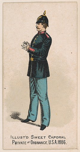Private of Ordnance, United States Army, 1886, from the Military Series (N224) issued by Kinney Tobacco Company to promote Sweet Caporal Cigarettes