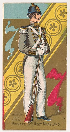 Private, 5th Regiment, Maryland, from the Military Series (N224) issued by Kinney Tobacco Company to promote Sweet Caporal Cigarettes