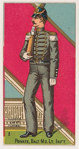 Private, Baltimore, Maryland, Light Infantry, from the Military Series (N224) issued by Kinney Tobacco Company to promote Sweet Caporal Cigarettes