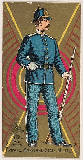 Private, Maryland State Militia, from the Military Series (N224) issued by Kinney Tobacco Company to promote Sweet Caporal Cigarettes