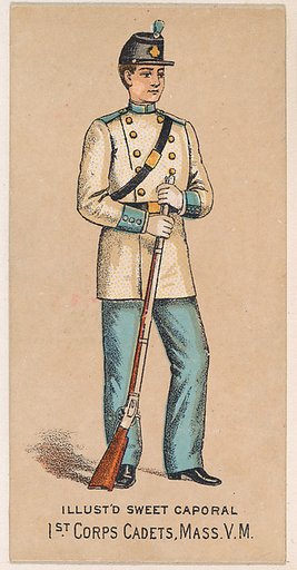 1st Corps Cadets, Massachusetts, V.M., from the Military Series (N224) issued by Kinney Tobacco Company to promote Sweet Caporal Cigarettes