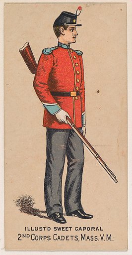2nd Corp Cadets, Massachusetts, V.M., from the Military Series (N224) issued by Kinney Tobacco Company to promote Sweet Caporal Cigarettes