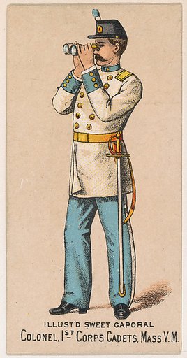 Colonel, 1st Corps Cadets, Massachusetts, V.M., from the Military Series (N224) issued by Kinney Tobacco Company to promote Sweet Caporal Cigarettes