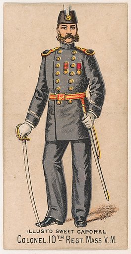 Colonel, 10th Regiment, Massachusetts, V.M., from the Military Series (N224) issued by Kinney Tobacco Company to promote Sweet Caporal Cigarettes
