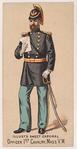 Officer, 1st Cavalry, Massachusetts, V.M., from the Military Series (N224) issued by Kinney Tobacco Company to promote Sweet Caporal Cigarettes