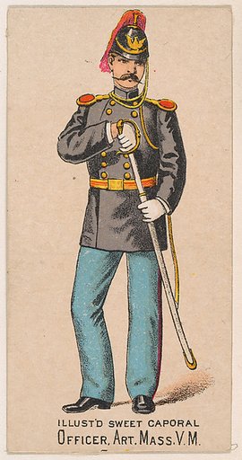 Officer, Artillery, Massachusetts, V.M., from the Military Series (N224) issued by Kinney Tobacco Company to promote Sweet Caporal Cigarettes