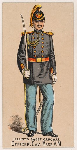 Officer, Cavalry, Massachusetts, V.M., from the Military Series (N224) issued by Kinney Tobacco Company to promote Sweet Caporal Cigarettes