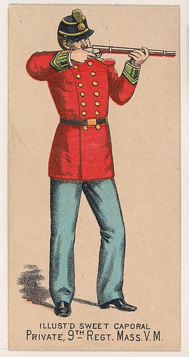 Private, 9th Regiment, Massachusetts, V.M., from the Military Series (N224) issued by Kinney Tobacco Company to promote Sweet Caporal Cigarettes