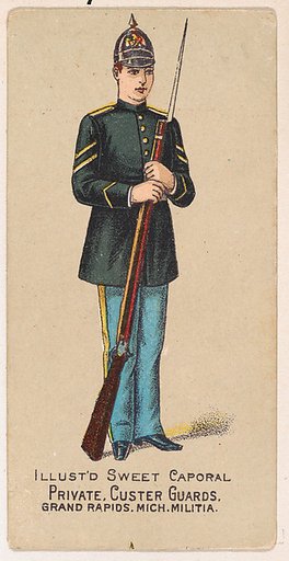Private, Custer Guards, Grand Rapids, Michigan Militia, from the Military Series (N224) issued by Kinney Tobacco Company to promote Sweet Caporal Cigarettes