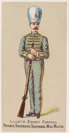 Private, Vicksburg Southrons, Mississippi Militia, from the Military Series (N224) issued by Kinney Tobacco Company to promote Sweet Caporal Cigarettes