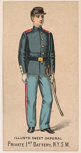 Private, 1st Battery, New York State Militia, from the Military Series (N224) issued by Kinney Tobacco Company to promote Sweet Caporal Cigarettes