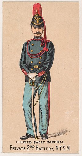 Private, 2nd Battery, New York State Militia, from the Military Series (N224) issued by Kinney Tobacco Company to promote Sweet Caporal Cigarettes
