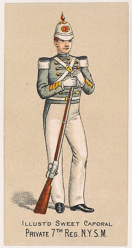 Private, 7th Regiment, New York State Militia, from the Military Series (N224) issued by Kinney Tobacco Company to promote Sweet Caporal Cigarettes