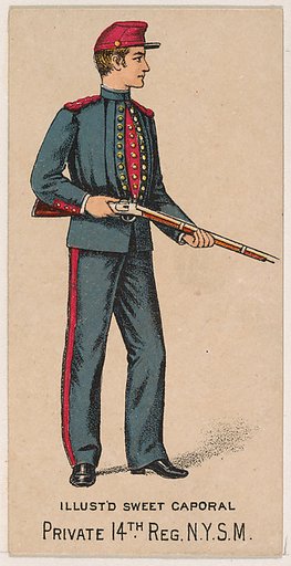Private, 14th Regiment, New York State Militia, from the Military Series (N224) issued by Kinney Tobacco Company to promote Sweet Caporal Cigarettes