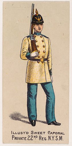 Private, 22nd Regiment, New York State Militia, from the Military Series (N224) issued by Kinney Tobacco Company to promote Sweet Caporal Cigarettes