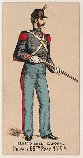 Private, 69th Regiment, New York State Militia, from the Military Series (N224) issued by Kinney Tobacco Company to promote Sweet Caporal Cigarettes