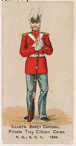 Private, Troy Citizen Corps., National Guard of the State of New York, 1886, from the Military Series (N224) issued by Kinney Tobacco Company to promote Sweet Caporal Cigarettes
