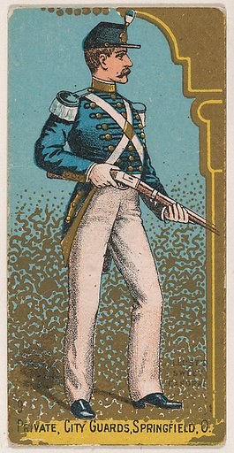Private, City Guards, Springfield, Ohio, from the Military Series (N224) issued by Kinney Tobacco Company to promote Sweet Caporal Cigarettes