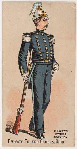 Private, Toledo Cadets, Ohio, from the Military Series (N224) issued by Kinney Tobacco Company to promote Sweet Caporal Cigarettes