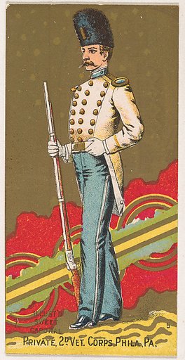 Private, 2nd Veteran Corps, Philadelphia, Pennsylvania, from the Military Series (N224) issued by Kinney Tobacco Company to promote Sweet Caporal Cigarettes