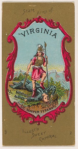 State Arms of Virginia, from the Military Series (N224) issued by Kinney Tobacco Company to promote Sweet Caporal Cigarettes