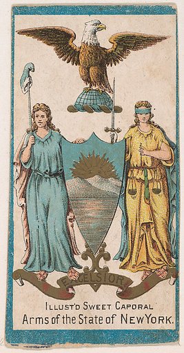 Arms of the State of New York, from the Military Series (N224) issued by Kinney Tobacco Company to promote Sweet Caporal Cigarettes
