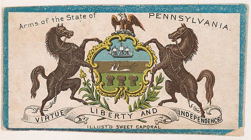 Arms of the State of Pennsylvania, from the Military Series (N224) issued by Kinney Tobacco Company to promote Sweet Caporal Cigarettes