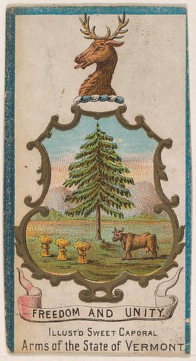 Arms of the State of Vermont, from the Military Series (N224) issued by Kinney Tobacco Company to promote Sweet Caporal Cigarettes