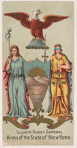 Arms of the State of New York, from the Military Series (N224) issued by Kinney Tobacco Company to promote Sweet Caporal Cigarettes