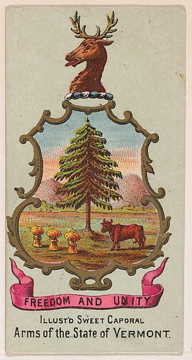 Arms of the State of Vermont, from the Military Series (N224) issued by Kinney Tobacco Company to promote Sweet Caporal Cigarettes
