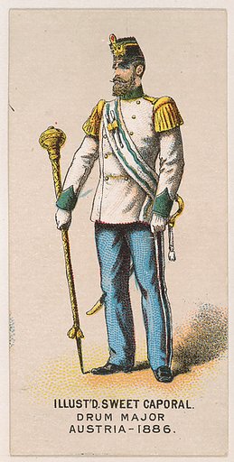 Drum Major, Austria, 1886, from the Military Series (N224) issued by Kinney Tobacco Company to promote Sweet Caporal Cigarettes
