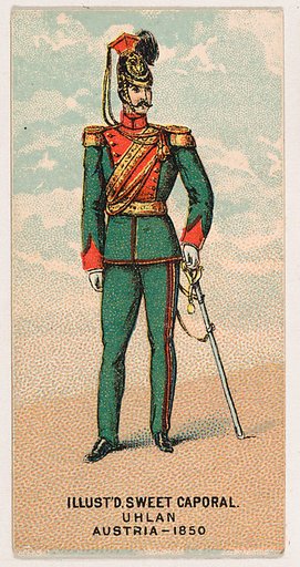 Uhlan, Austria, 1850, from the Military Series (N224) issued by Kinney Tobacco Company to promote Sweet Caporal Cigarettes