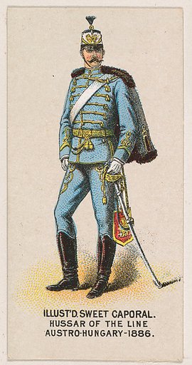 Hussar of the Line, Austro-Hungary, 1886, from the Military Series (N224) issued by Kinney Tobacco Company to promote Sweet Caporal Cigarettes