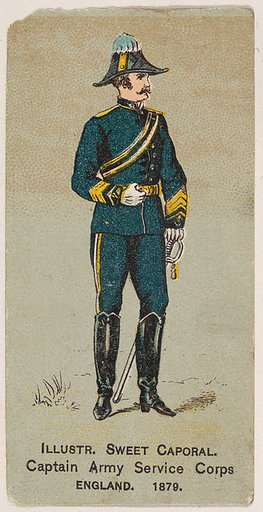 Captain Army Service Corps, England, 1879, from the Military Series (N224) issued by Kinney Tobacco Company to promote Sweet Caporal Cigarettes